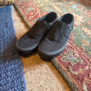 Vans, slip ons, all black, 10.5